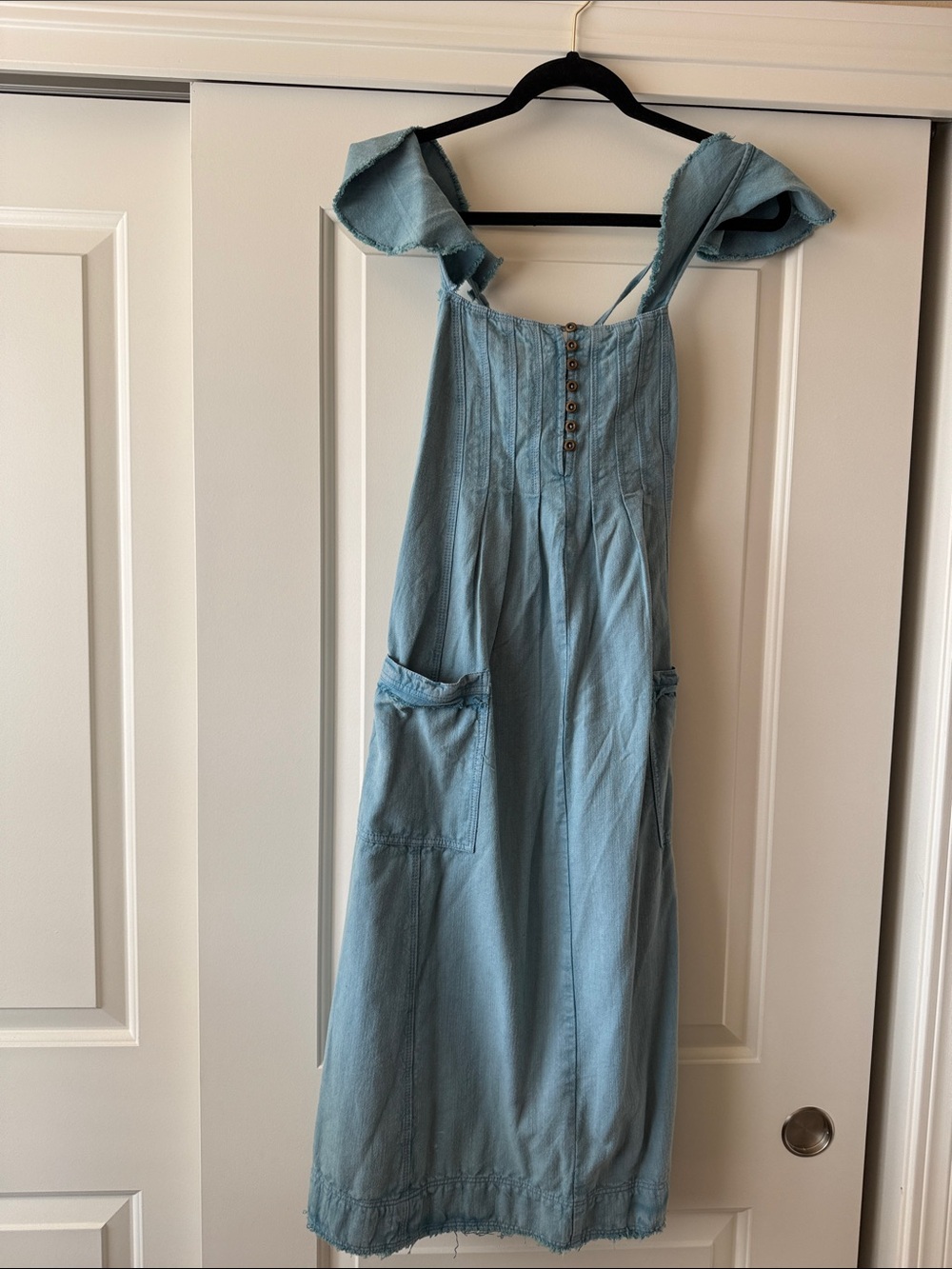 Pilcro Light Blue Button-Front Mini Dress with Pocket Details